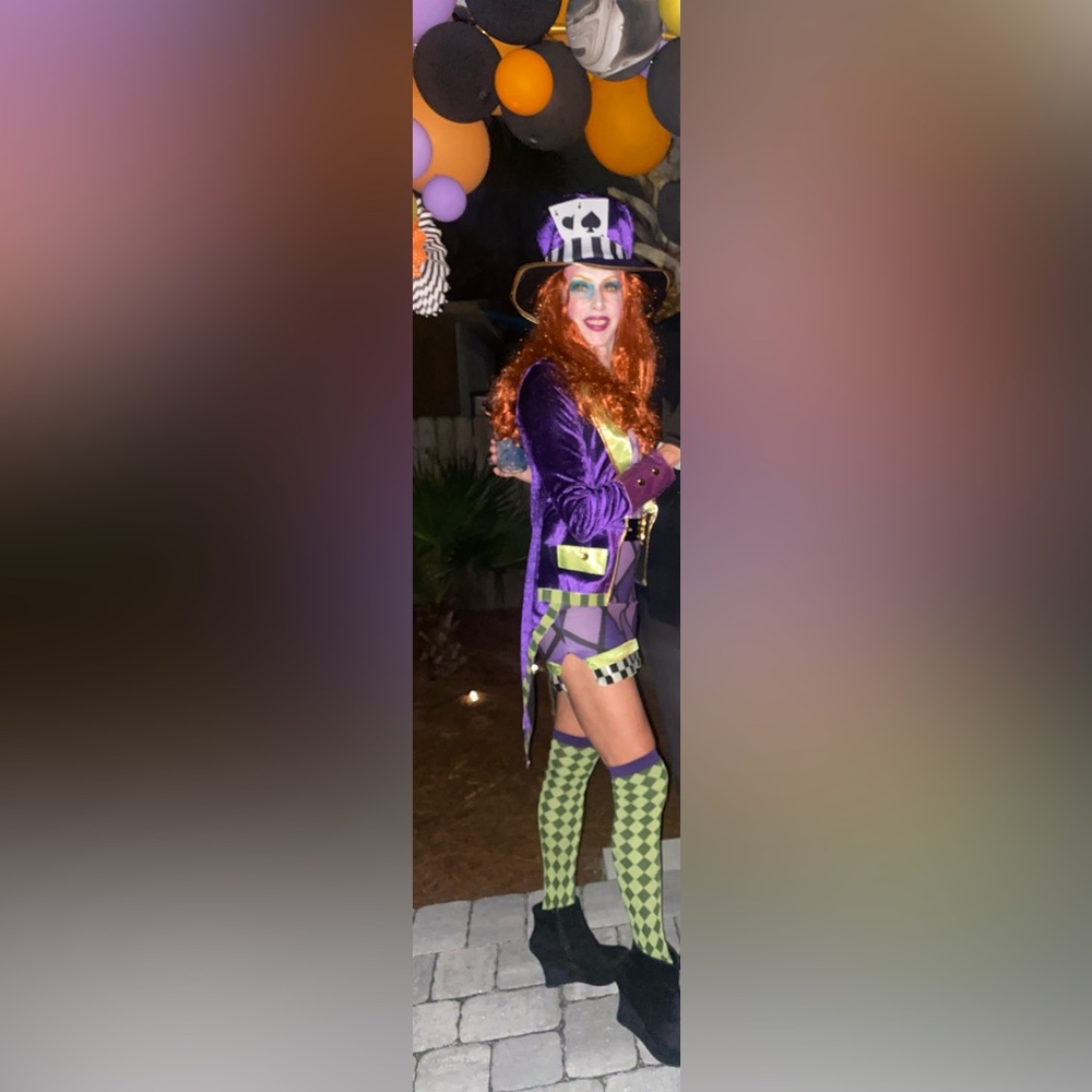 Mad Hatter Costume with Red Wig